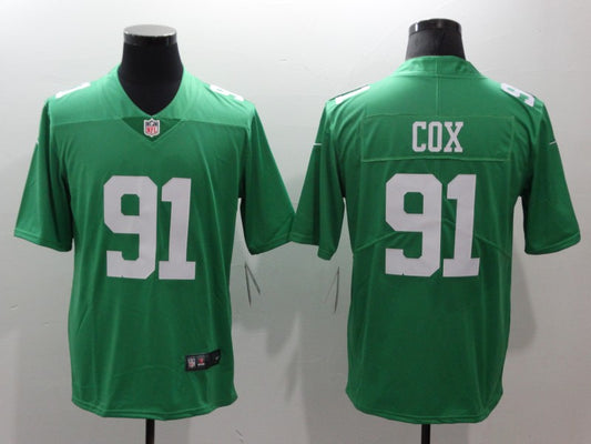Men's Philadelphia Eagles Fletcher Cox #91 Green Game Jersey1