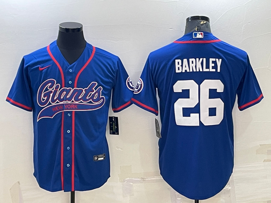 Men's New York Giants Saquon Barkley #26 Blue Game Jersey1 Joint Edition