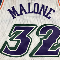 Men's Utah Jazz Karl Malone White 1996-97 Hardwood Classics Swingman Jersey1