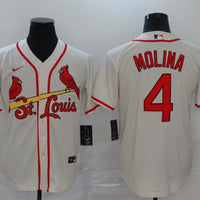 Men's St. Louis Cardinals Yadier Molina Majestic Cream Alternate Jersey1 Beige