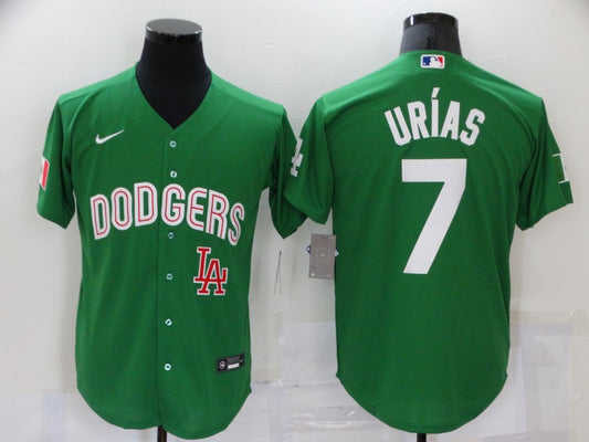 Men's Los Angeles Dodgers Julio Urias #7 Green Replica Baseball Jersey1