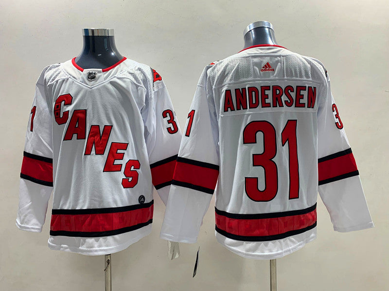 Men's Carolina Hurricanes Frederik Andersen #31 White Player Jersey1