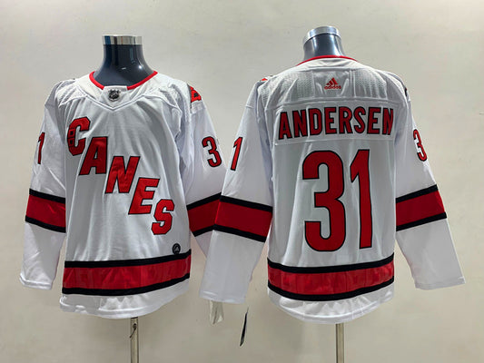 Men's Carolina Hurricanes Frederik Andersen #31 White Player Jersey1