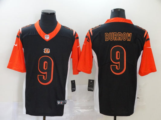 Men's Cincinnati Bengals #9 Joe Burrow Black Game Player Jersey1