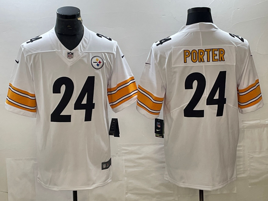 Men's Pittsburgh Steelers Joey Porter Jr. #24 White Player Jersey1