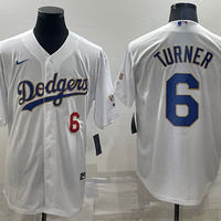 Men's Los Angeles Dodgers Trea Turner #6 White Replica Player Jersey1