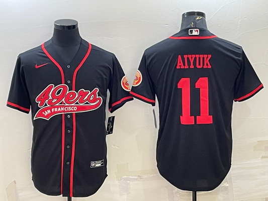Men's San Francisco 49ers Brandon Aiyuk #11 Black Game Jersey1 Joint Edition