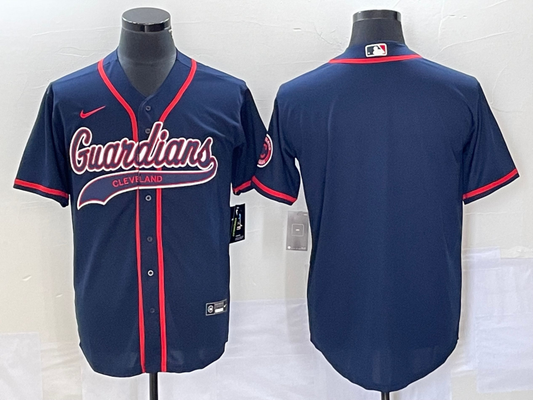 Men's Cleveland Guardians Navy Alternate Official Replica Blank Jersey1