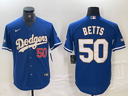 Men's Los Angeles Dodgers Mookie Betts #50 Blue Game Jersey1
