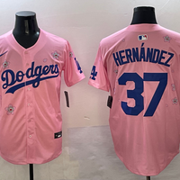 Men's Los Angeles Dodgers Teoscar Hernandez #37 Pink Player Game Jersey1