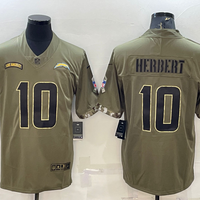 Men's Los Angeles Chargers Justin Herbert #10 Olive 2022 Salute To Service Limited Jersey1
