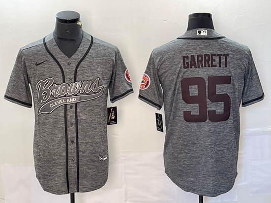 Men's Cleveland Browns Myles Garrett #95 Gray Game Jersey1 Joint Edition