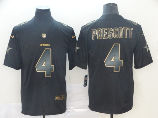 Men's Dallas Cowboys Dak Prescott #4 Black Player Game Jersey1