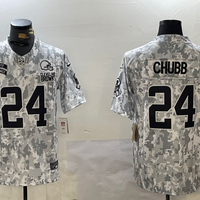 Men's Cleveland Browns Nick Chubb #24 Arctic Camo 2024 Salute to Service Limited Jersey1