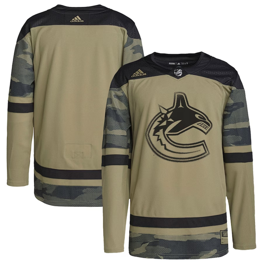 Men's Vancouver Canucks Camo Logo Military Appreciation Team Authentic Practice Blank Jersey1