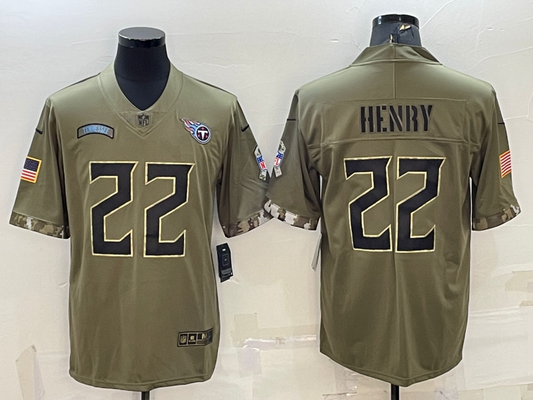 Men's Tennessee Titans Derrick Henry #22 Olive 2022 Salute To Service Player Limited Jersey1