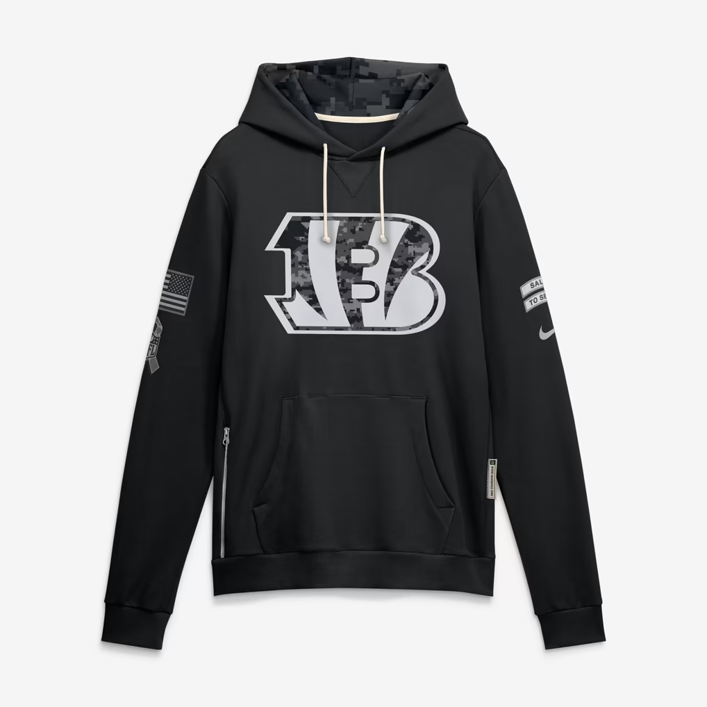 Men's Cincinnati Bengals Black 2026 Salute to Service Sideline Dri-FIT Pullover Hoodie