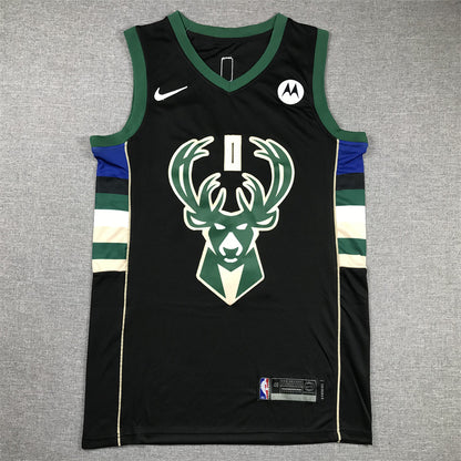 Men's Milwaukee Bucks Damian Lillard #0 Black Swingman Jersey1