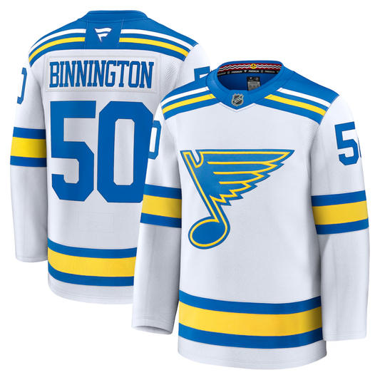 Men's St. Louis Blues Jordan Binnington #50 Fanatics White Away Premium Player Jersey
