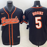 Men's Cincinnati Bengals Tee Higgins #5 Black Fashion Game Jersey1