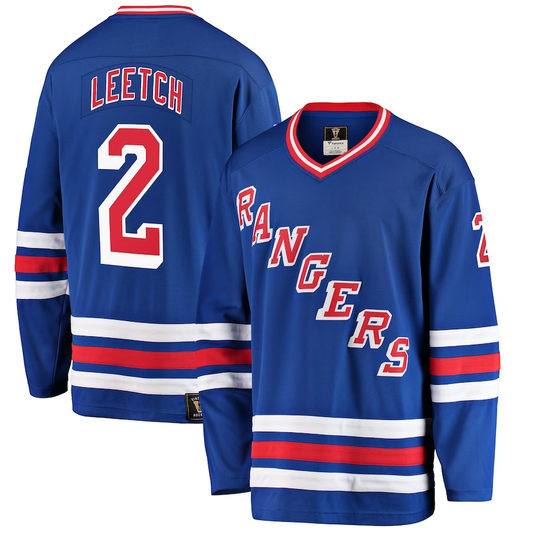 Men's New York Rangers Brian Leetch #2 Blue Player Game Jersey1