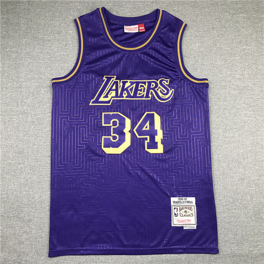 Men's Los Angeles Lakers Shaquille O'Neal Hardwood Classics Swingman Jersey1
