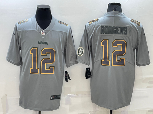 Men's Green Bay Packers Aaron Rodgers #12 Gray Atmosphere Fashion Game Jersey1