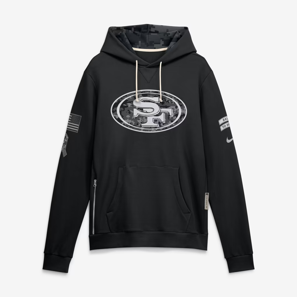 Men's San Francisco 49ers Black 2026 Salute to Service Sideline Dri-FIT Pullover Hoodie