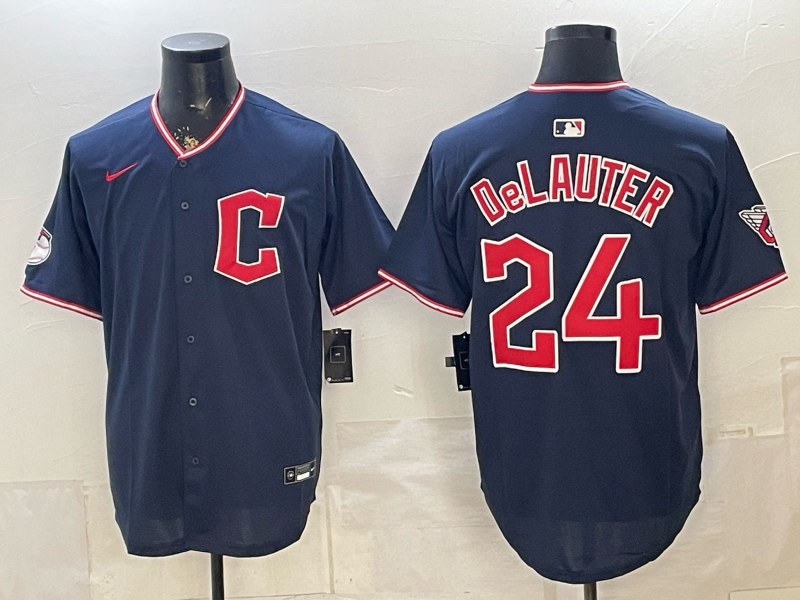 Men's Cleveland Guardians Chase DeLauter #24 Navy Limited Player Jersey