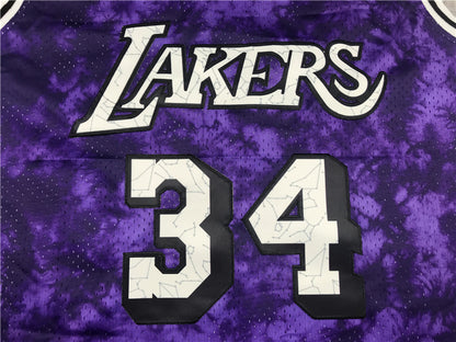 Men's Los Angeles Lakers Shaquille O'Neal #34 Purple Galaxy Swingman Jersey1