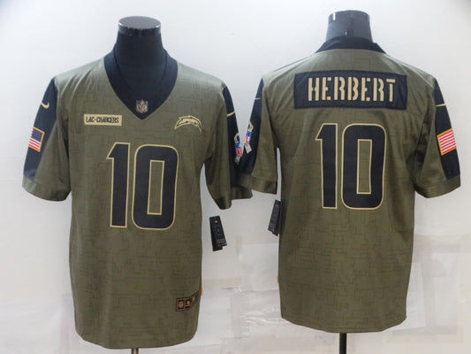 Men's Los Angeles Chargers Justin Herbert #10 Brown Game Jersey1