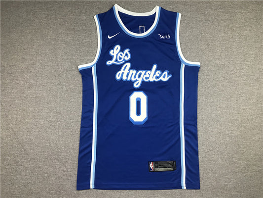Men's Los Angeles Lakers Russell Westbrook Blue Hardwood Classic Swingman Jersey1