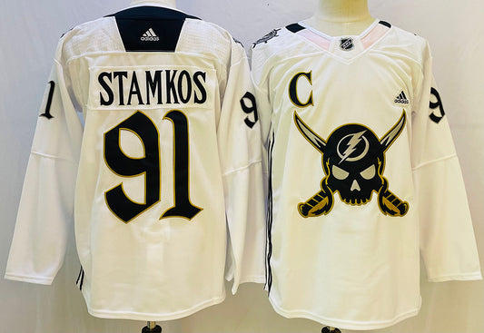 Men's Tampa Bay Lightning Steven Stamkos #91 White Game Jersey1