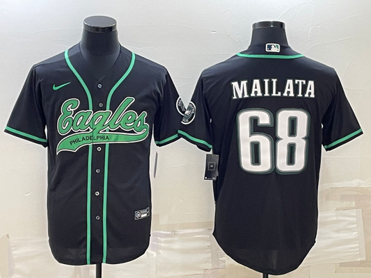Men's Philadelphia Eagles Jordan Mailata #68 Black Game Jersey1 Joint Edition