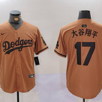 Men's Los Angeles Dodgers Shohei Ohtani #17 Brown Player Jersey1