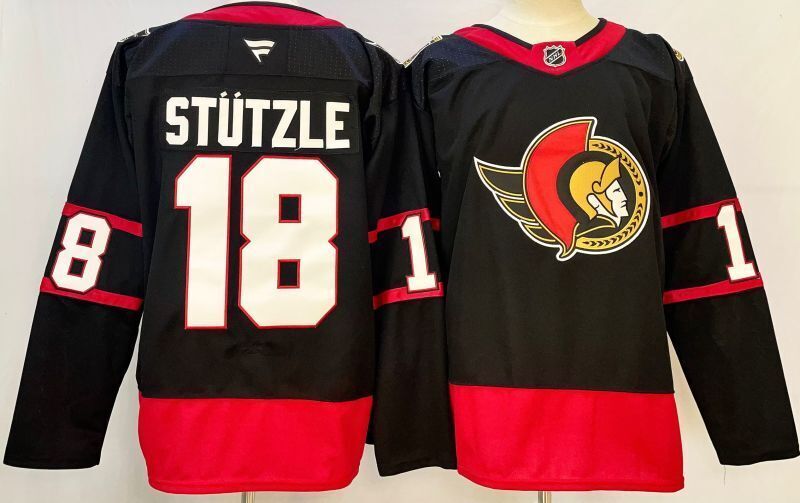 Men's Ottawa Senators Tim Stutzle #18 Fanatics Black Home Breakaway Jersey