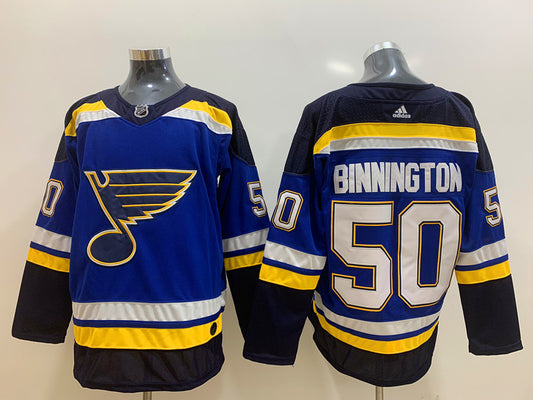 Men's St. Louis Blues Jordan Binnington #50 Blue Home Breakaway Player Jersey1