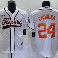 Men's Detroit Tigers Miguel Cabrera #24 White Replica Player Jersey1 Joint Edition