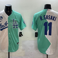 Men's Los Angeles Dodgers Roki Sasaki #11 White/Green Player Jersey1