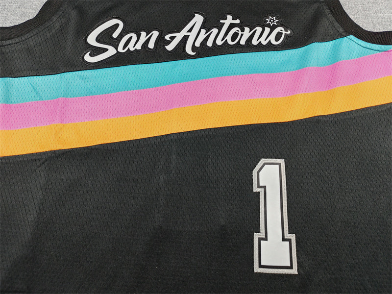 Men's San Antonio Spurs Victor Wembanyama #1 Black 2025/26 Swingman Jersey - City Edition