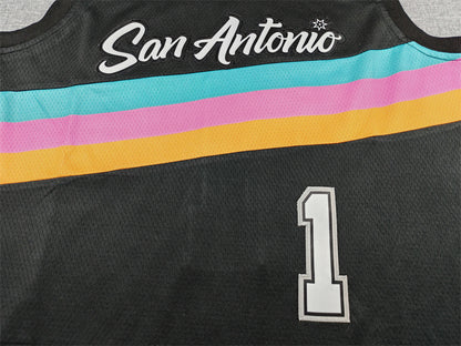 Men's San Antonio Spurs Victor Wembanyama #1 Black 2025/26 Swingman Jersey - City Edition