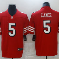 Men's San Francisco 49ers Trey Lance #5 Red Vapor Limited Jersey1