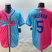 Men's Los Angeles Dodgers Freddie Freeman #5 Pink/Blue Player Jersey