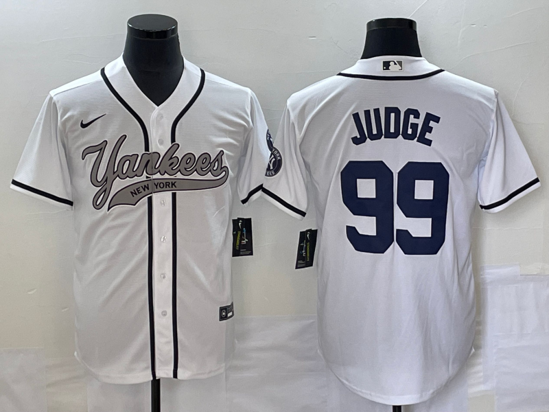 Men's New York Yankees1 Aaron Judge #99 White Player Jersey Joint Edition