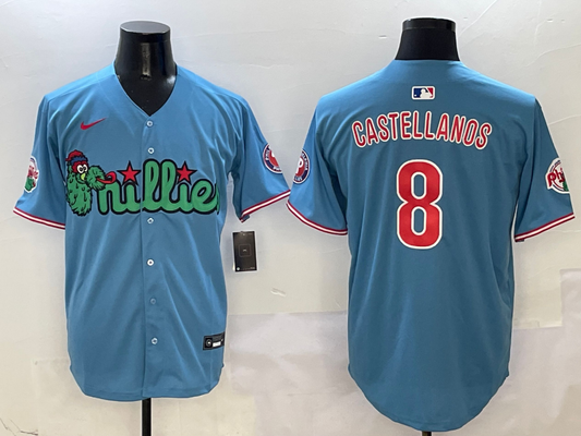Men's Philadelphia Phillies Nick Castellanos #8 Blue Player Jersey1