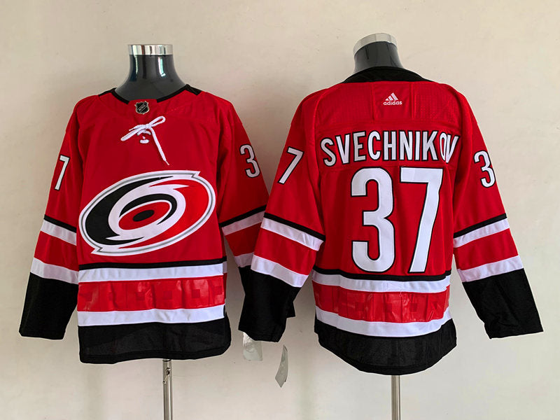 Men's Carolina Hurricanes Andrei Svechnikov #37 Red Player Jersey1