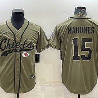 Patrick Mahomes #15 Kansas City Chiefs Olive 2022 Salute To Service Limited Jersey Joint Edition - JerseysFreak