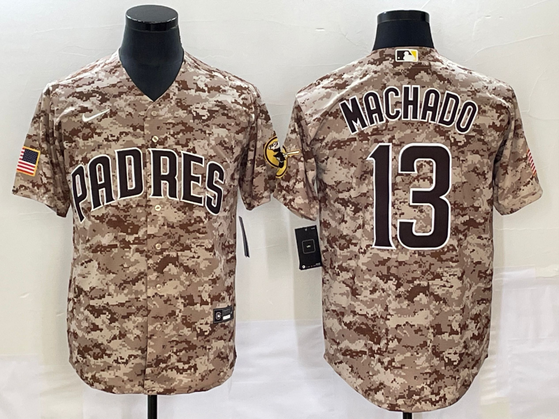 Men's San Diego Padres Manny Machado #13 Camo USMC Alternate Replica Player Jersey1