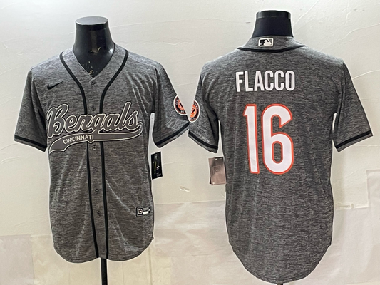 Men's Cincinnati Bengals Joe Flacco #16 Gray Team Game Jersey