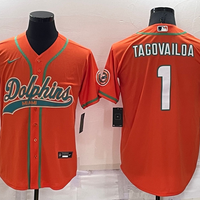 Men's Miami Dolphins Tua Tagovailoa #1 Orange Game Jersey1 Joint Edition